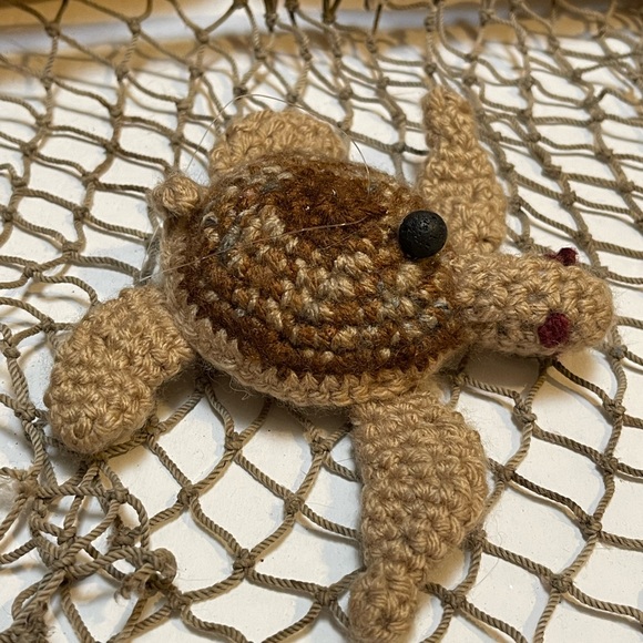 Crochet Brown & Tan Lava Bead Essential Oil Diffuser Sea Turtle Ornament SK - Picture 5 of 6